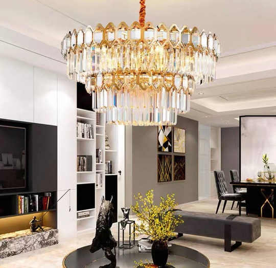 Люстра подвесная, золото, хрусталь, SHARYL 60*38, металл, E14.