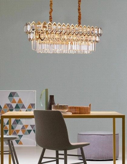 Люстра подвесная, золото, хрусталь, TESSA 100*38, металл, E14.