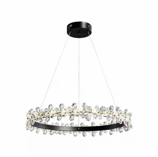 Люстра подвесная, черный, хрусталь, AXTON BLACK 100*120, металл, LED