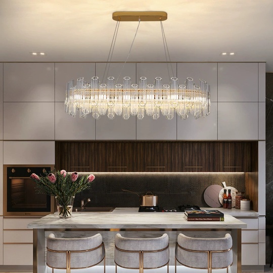 Люстра подвесная ERBIL 100*25 золото, стекло, металл, Е14.