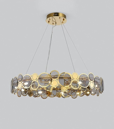 Люстра подвесная, золото, дымчатый, стекло, AUTUG 76*13, металл, G9.