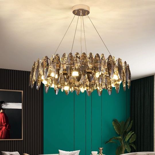 Подвесной светильник ABAZA 80*18, золотой, стекло, металл,  Е14.