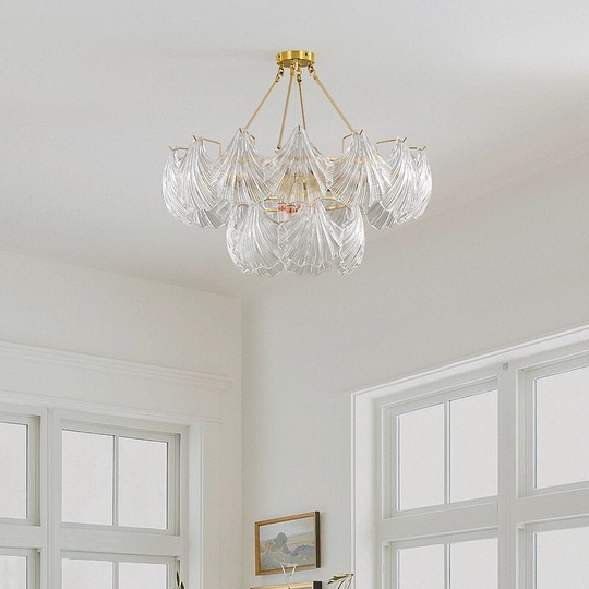 Люстра подвесная, медь, стекло, GUNEL 45*38, металл, Е14.