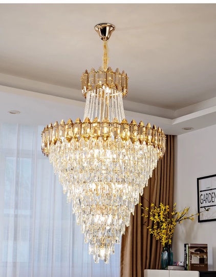 Люстра подвесная, золото, кристалл, WOLF 100*180 металл, E14.