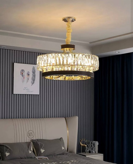 Люстра подвесная BILGEHAN 50*35 золото, кристалл, металл, LED.