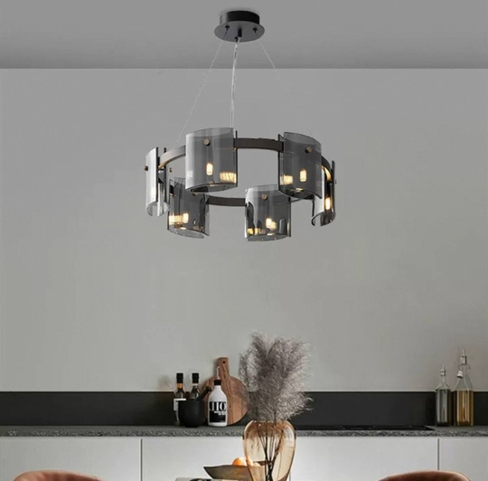 Люстра подвесная, черный, стекло, MELLIFLUOUS 60*17, металл, G9.