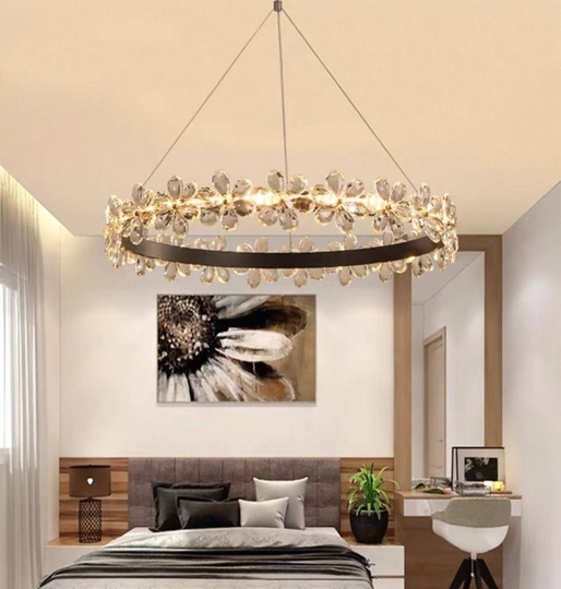 Люстра подвесная, черный, хрусталь, AXTON BLACK 80*120, металл, LED