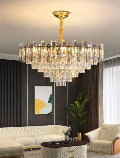 Люстра подвесная ALIM 50*40 золото, кристалл, металл, E14.