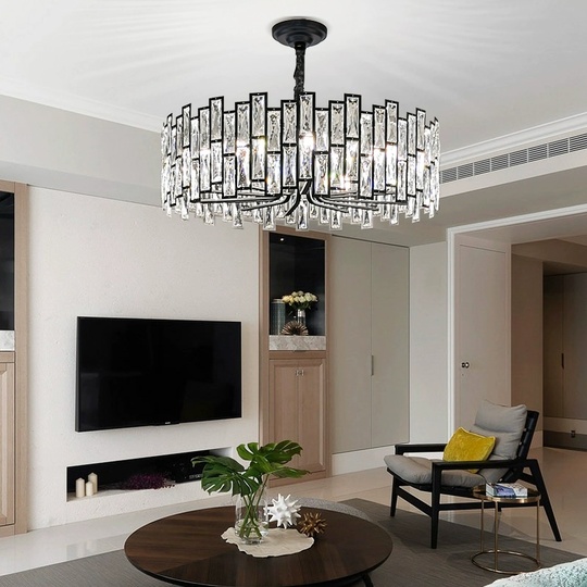 Люстра подвесная, черный, стекло, AYDOLUN 60*31, металл, E14.