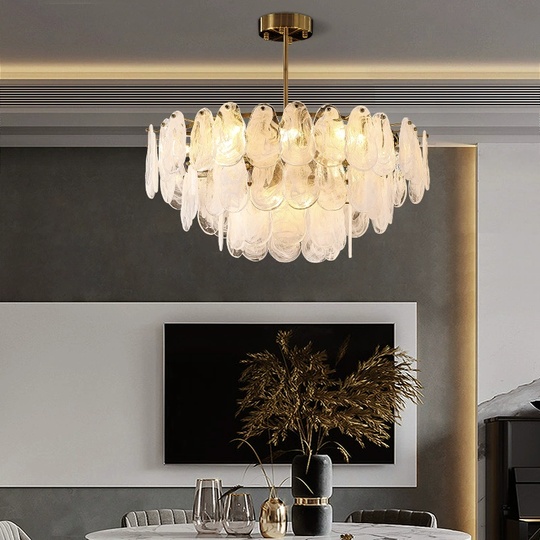 Люстра подвесная BIRCAN 60*35 бронза, стекло, металл, E14.