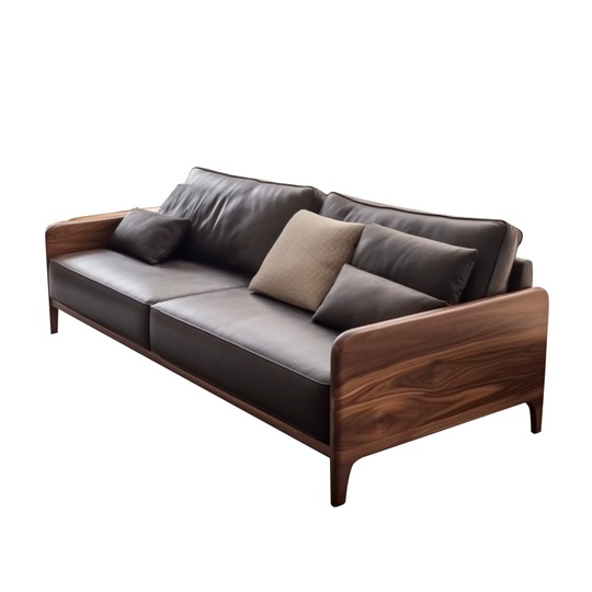 Прямой диван Price темный орех, кожа, 240*85*80 см