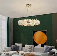 Люстра подвесная, золото, песочно-белый, стекло, AUTUNA 76*13, металл, G9.