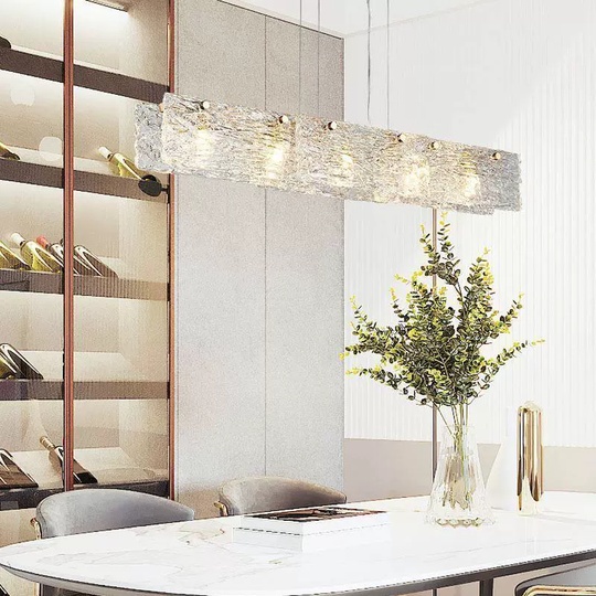 Люстра медная Aleron, металл, стекло с водяным узором, 100*15 см, G9