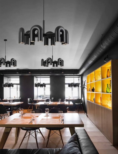 Светильник подвесной черный Aelora, металл, трос 150 см, 100*38 см, LED