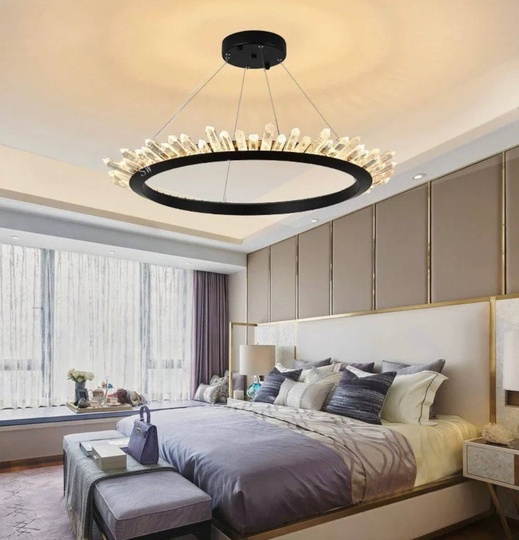 Люстра подвесная, черный, кристалл, JEREMY 120*15 металл, LED.