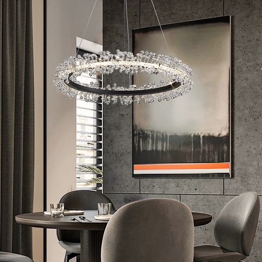 Люстра подвесная, черный, кристалл, WISE 40*120, металл, LED.