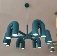 Светильник подвесной голубой Elluvix, металл, трос 150 см, 80*38 см, LED