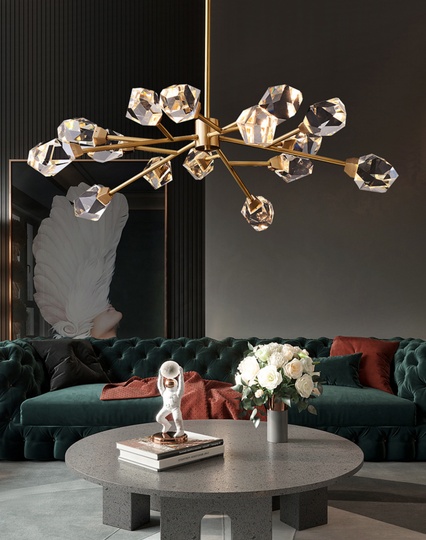 Подвесной светильник медный, 15 плафонов, LAMPADARIO NEW BRASS, G9, 30 Вт