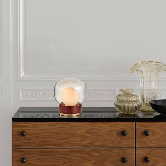 Настольная лампа CALEB 25*30, бордовый, металл, дерево, Е27.