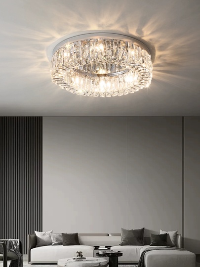 Потолочный светильник, серебро, кристалл, ABIGAIL 100*15 металл, E14.