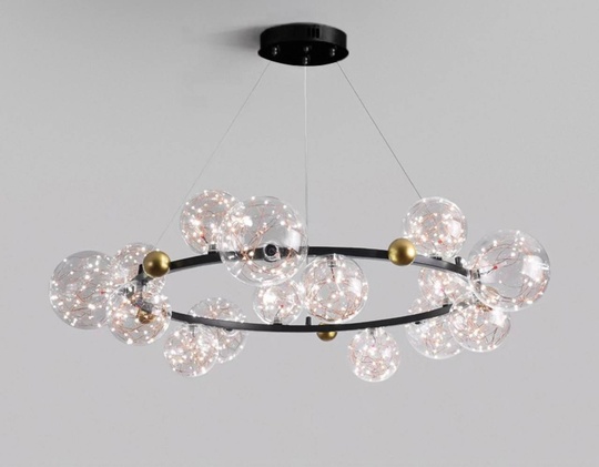 Люстра подвесная, черный, стекло, CHAT BLACK 80*32, металл, LED