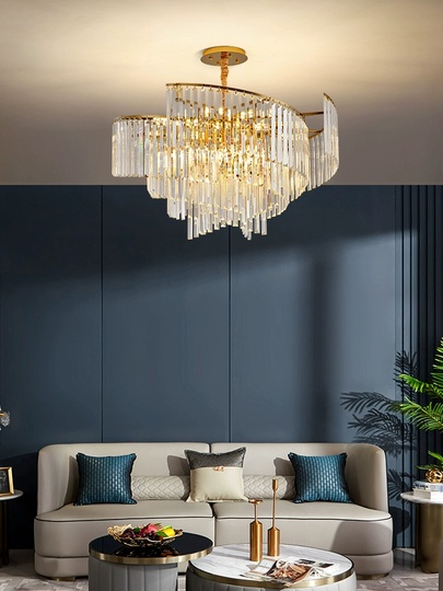 Люстра подвесная, золото, кристалл, HISA 100*65, металл, E14.