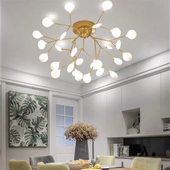 Люстра золотая Mira металл, стекло матовое, 90*57 см, G4