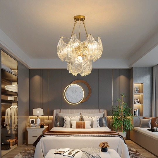 Люстра подвесная, медь, стекло, GUNEL 80*38, металл, Е14.