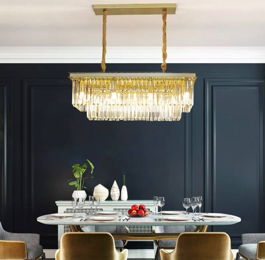 Люстра подвесная, золотой, кристалл, GINA 150*28, металл, E14.