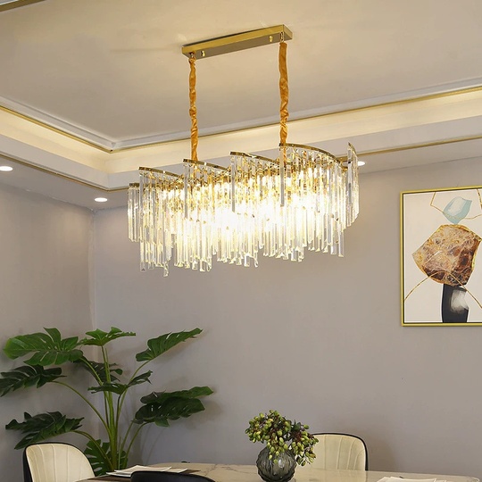 Люстра подвесная, золото, кристалл, KALISTA 100*35, металл, E14.