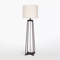 Торшер, черный, белый, Zenare 165*50, светодиодный, Е27, металл, ткань