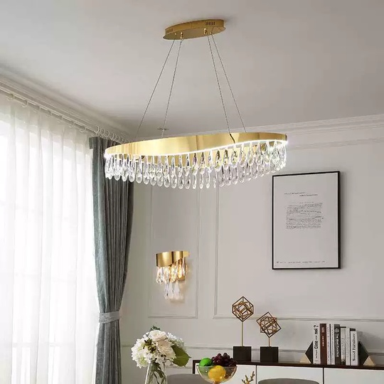 Люстра подвесная, медь, кристалл, GUNEY 100*25, металл, LED.