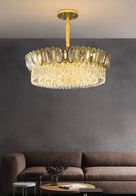 Люстра подвесная, золото, кристалл, DAMIAN 60*23 металл, E14.