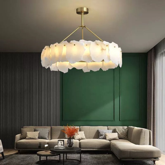 Светильник подвесной медный Altreva, медь, мрамор, 100*25 см, LED