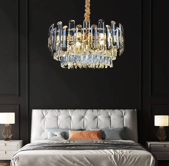 Люстра подвесная ALEV 75*30 золото, кристалл, металл, E14.