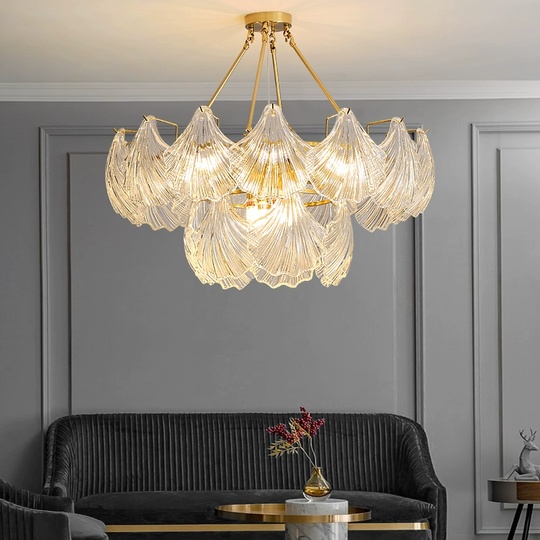 Люстра подвесная, медь, стекло, GUNEL 45*38, металл, Е14.