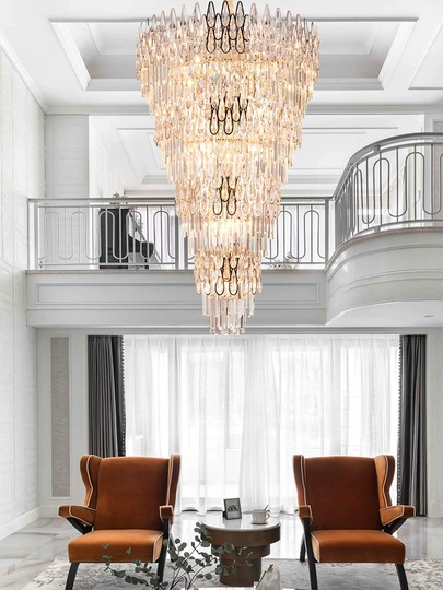 Люстра подвесная, золото, кристалл, ART 100*160 металл, E14.