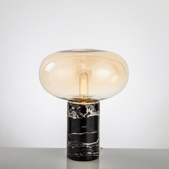 Настольная лампа черная под мрамор Nordic Marble, 32*38 см