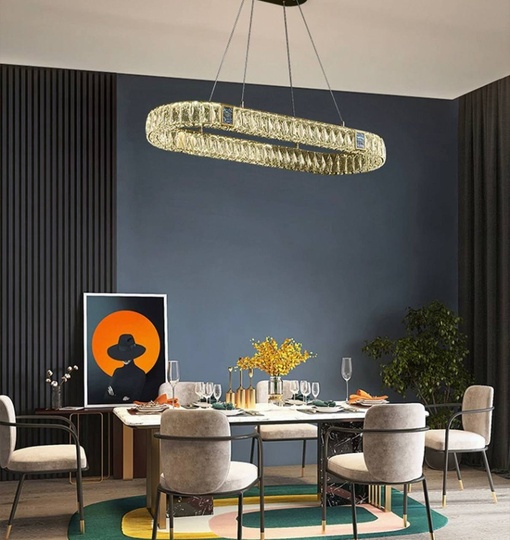 Люстра подвесная CEVHER 80*150 золотой, хрусталь, металл, LED.