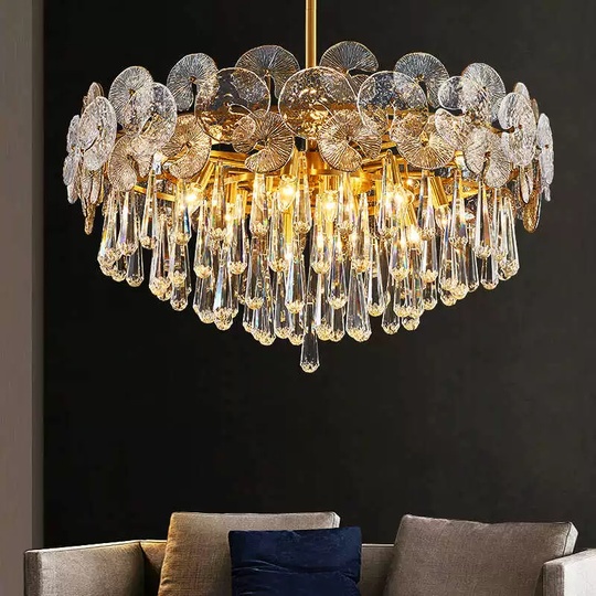 Люстра подвесная, бронза, кристалл, OSCAR 80*42 металл, E14.