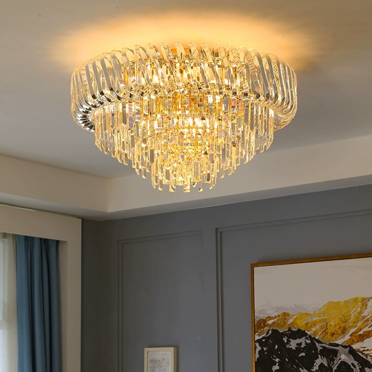 Люстра подвесная, золото, кристалл, COLIN 100*45 металл, E14.