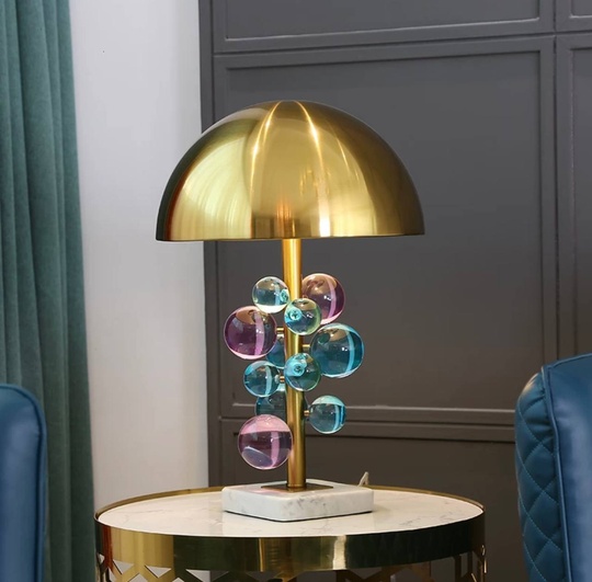 Настольная лампа SOSPESO 35*53, мрамор, кристалл, античная бронза