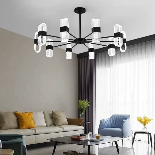 Люстра подвесная, черный, ПММА, AEGEN 70*30, металл, LED