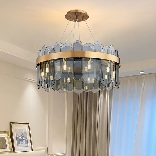 Люстра подвесная, медь, пепел, стекло, DOLUN 100*27, металл, G9.