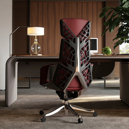 Офисное кресло, бордово-красный кожа, современное, универсальное