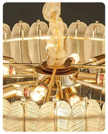 Люстра подвесная AKCICEC 80*35 белый, золото, стекло, металл, Е14.