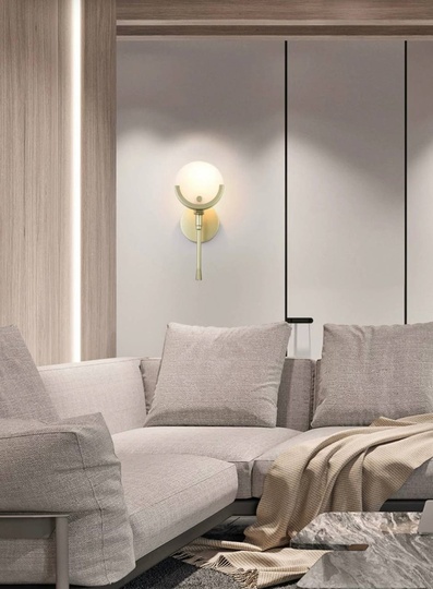 Настенный светильник, Бра MATT 13*32, медь, мрамор, металл, Е14.