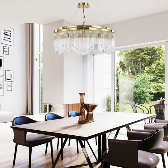 Люстра подвесная, золото, хрусталь, LATESHA 68*29, металл, E14.