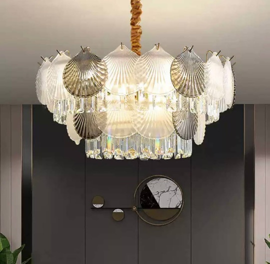 Люстра подвесная ERKE 60*28 золото, стекло, металл, Е14.