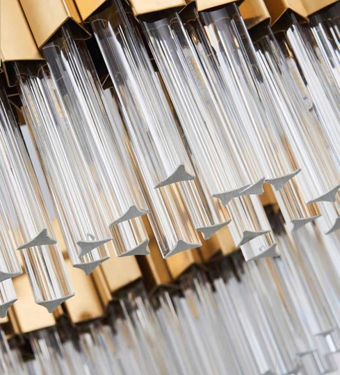 Люстра подвесная медная Elyvore, металл, хрусталь, трос 30 см, 100*25 см, G9